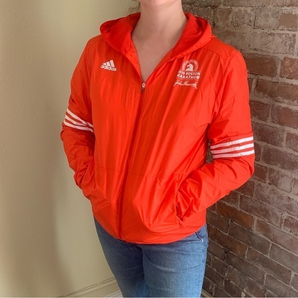 Adidas Boston Marathon 2019 Red Windbreaker Jacket size Men’s Small - Picture 1 of 12